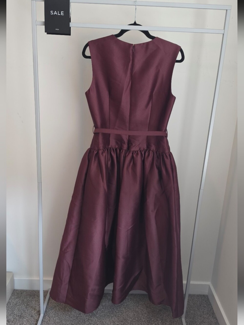 Self-portrait Burgundy Taffeta Midi Dress Size US 8 - Picture 7 of 9